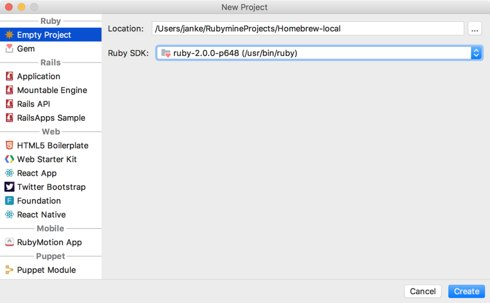 homebrew install ruby version